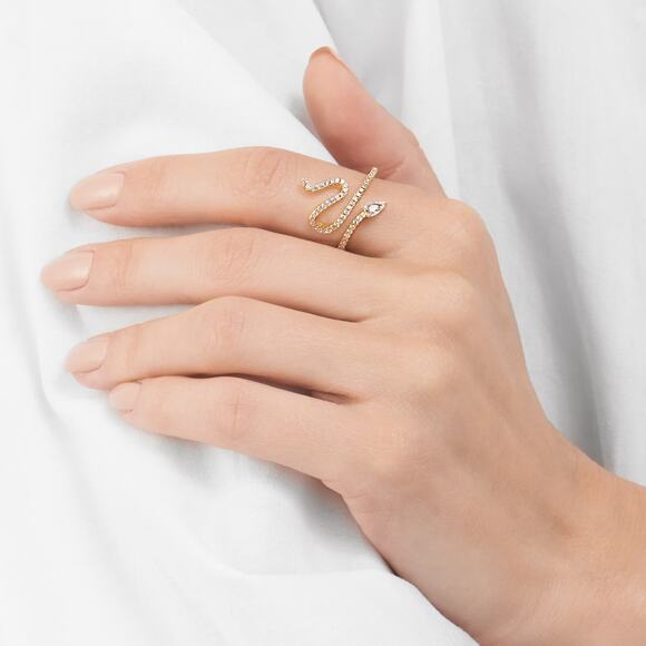 NWT ADORNIA 14K Gold Plated Swarovski Crystal Accented Winding Snake Ring (7) - Picture 4 of 4